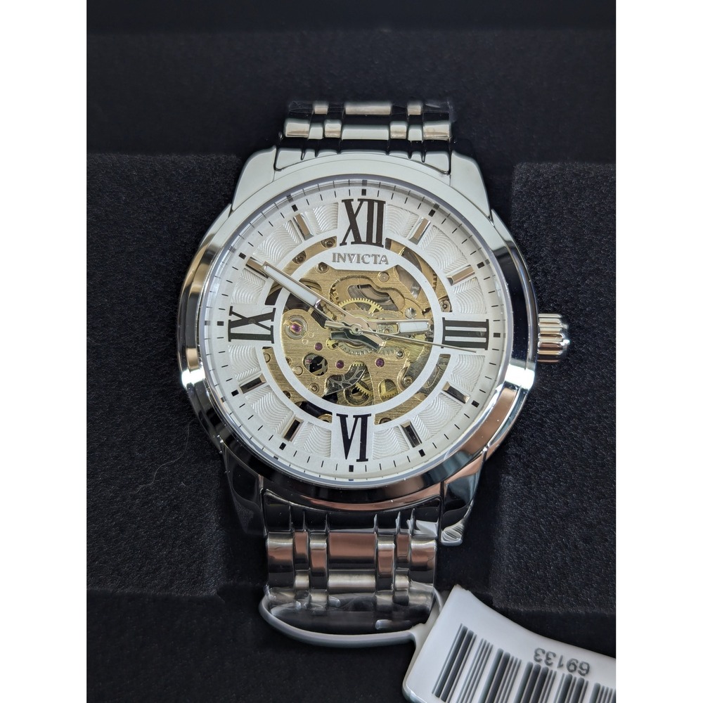 Invicta Objet D Art 69133 Automatic Skeleton Dial Silver 41mm Mens Watch New